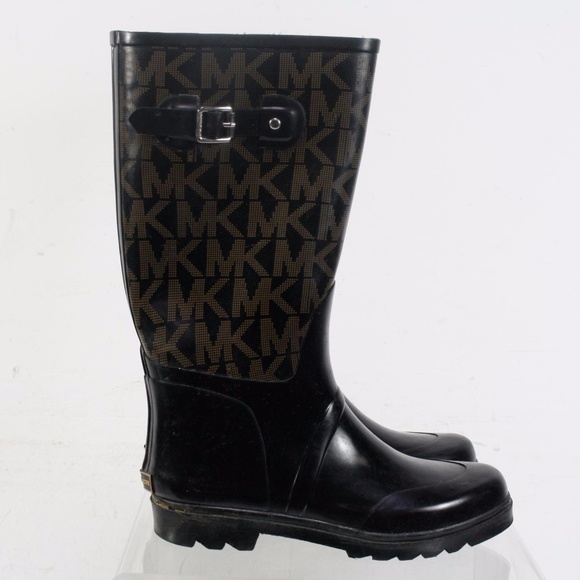 Michael Kors | Shoes | Michael Kors Black Rubber Textile Rain Boots ...